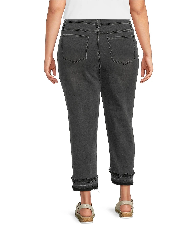John Mark Plus Size Denim Hollywood Waist Wide Leg Cropped Jeans