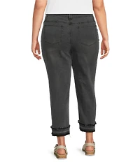 John Mark Plus Size Denim Hollywood Waist Wide Leg Cropped Jeans