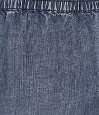 John Mark Plus Size Denim Ruffle Petal Fringe Tie Front Wide Leg Pants