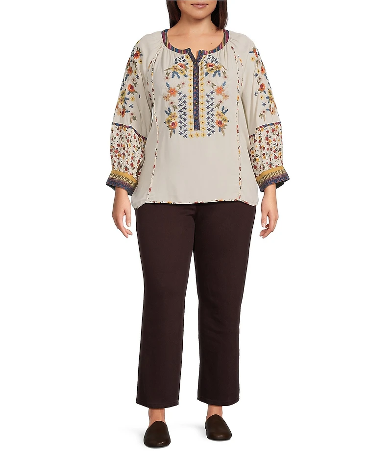 John Mark Plus Size Denim Wide Leg Jeans