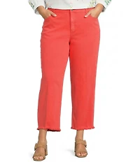 John Mark Plus Size Denim Wide Leg Raw Hem Crop Jeans