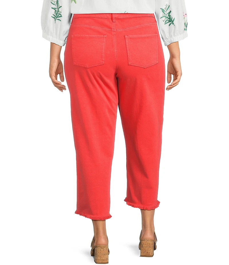 John Mark Plus Size Denim Wide Leg Raw Hem Crop Jeans