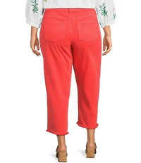 John Mark Plus Size Denim Wide Leg Raw Hem Crop Jeans