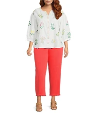 John Mark Plus Size Denim Wide Leg Raw Hem Crop Jeans