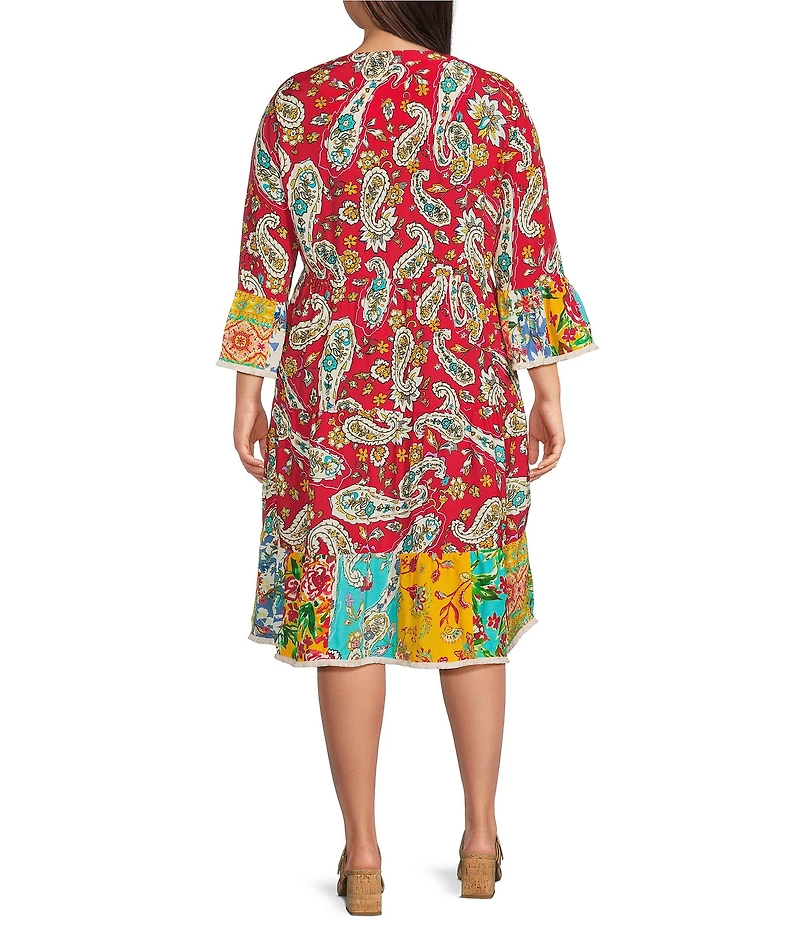 John Mark Plus Size Embroidered Allover Multi Floral Shift Dress