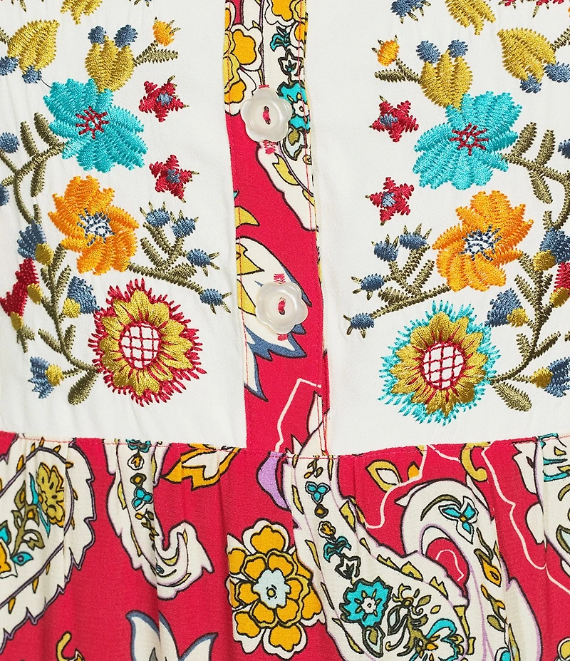 John Mark Plus Size Embroidered Allover Multi Floral Shift Dress