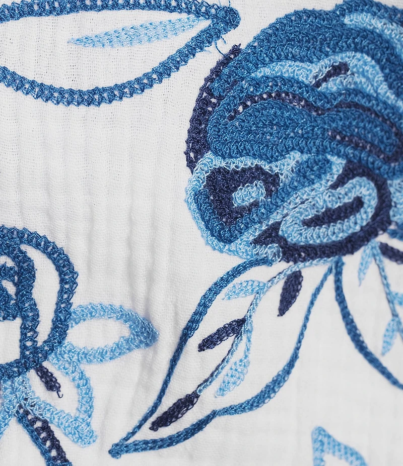 John Mark Plus Size Embroidered Band Collar 3/4 Sleeve Open-Front Reversible Jacket