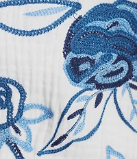 John Mark Plus Size Embroidered Band Collar 3/4 Sleeve Open-Front Reversible Jacket