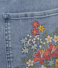 John Mark Plus Size Embroidered Floral Flare Crop Jeans