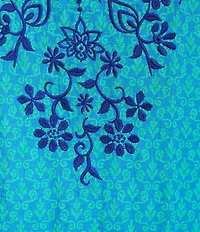 John Mark Plus Size Embroidered Floral Round Neck 3/4 Sleeves Shift Dress