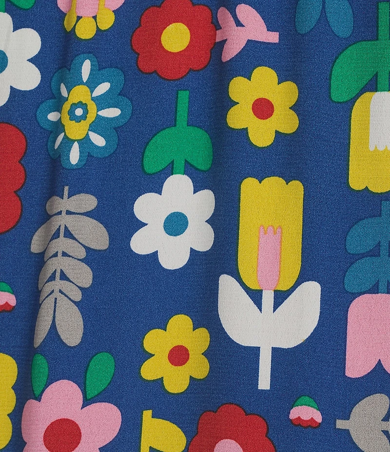 John Mark Plus Size Embroidered Multi Floral Split Round Neck 3/4 Sleeve Tassel Tie Tunic