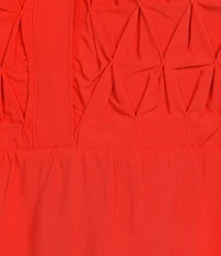 John Mark Plus Size Embroidered Split-Neck 3/4 Ruffle Flounce Sleeve Tunic