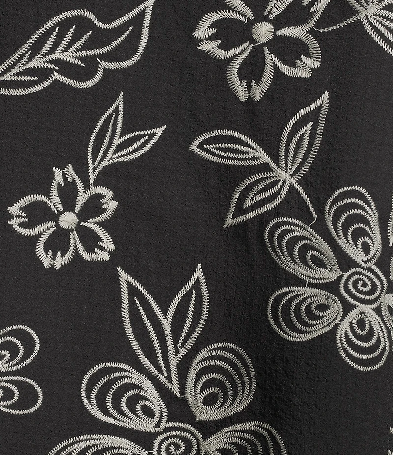 John Mark Plus Size Embroidered Split V-Neck 3/4 Tiered Sleeve Peasant Top