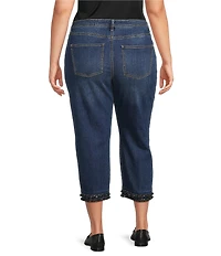 John Mark Plus Size High Rise Tiered Fringe Hem Crop Jeans