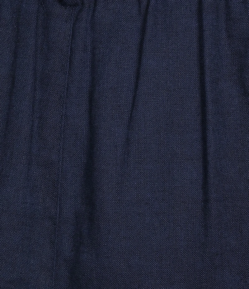 John Mark Plus Size Linen Blend Straight High Rise Embroidery Pants