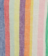 John Mark Plus Size Linen Yarn-Dye Stripe Scoop Neck Short Flounce Sleeve Top