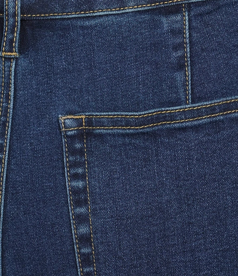 John Mark Plus Size Mid Waist Wide Leg Patch Pocket Denim Pants