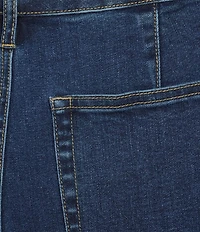 John Mark Plus Size Mid Waist Wide Leg Patch Pocket Denim Pants