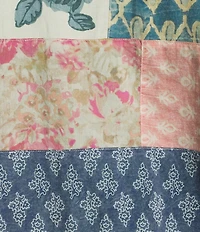 John Mark Plus Size Multi Print Patched Point Collar Long Roll-Tab Sleeve Button Front Tunic