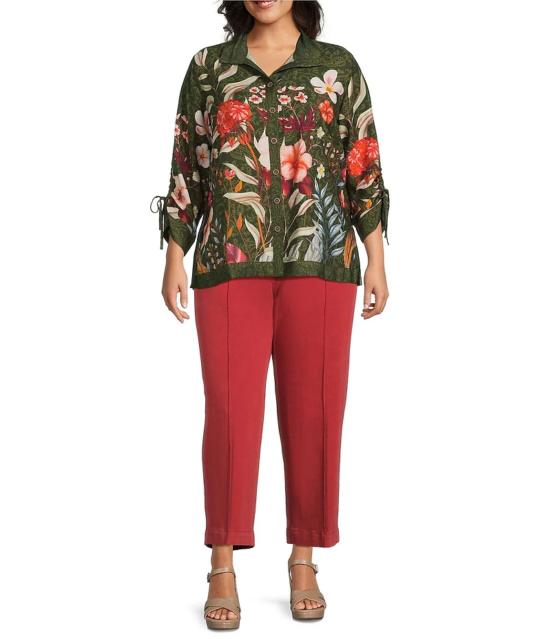 John Mark Plus Size Pintuck Detailed Wide Leg Pants