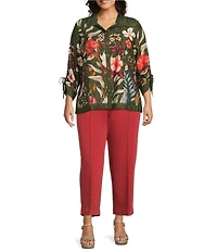 John Mark Plus Size Pintuck Detailed Wide Leg Pants