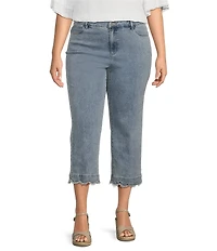 John Mark Plus Size Scalloped Raw Hem 5-Pocket Ankle Jeans