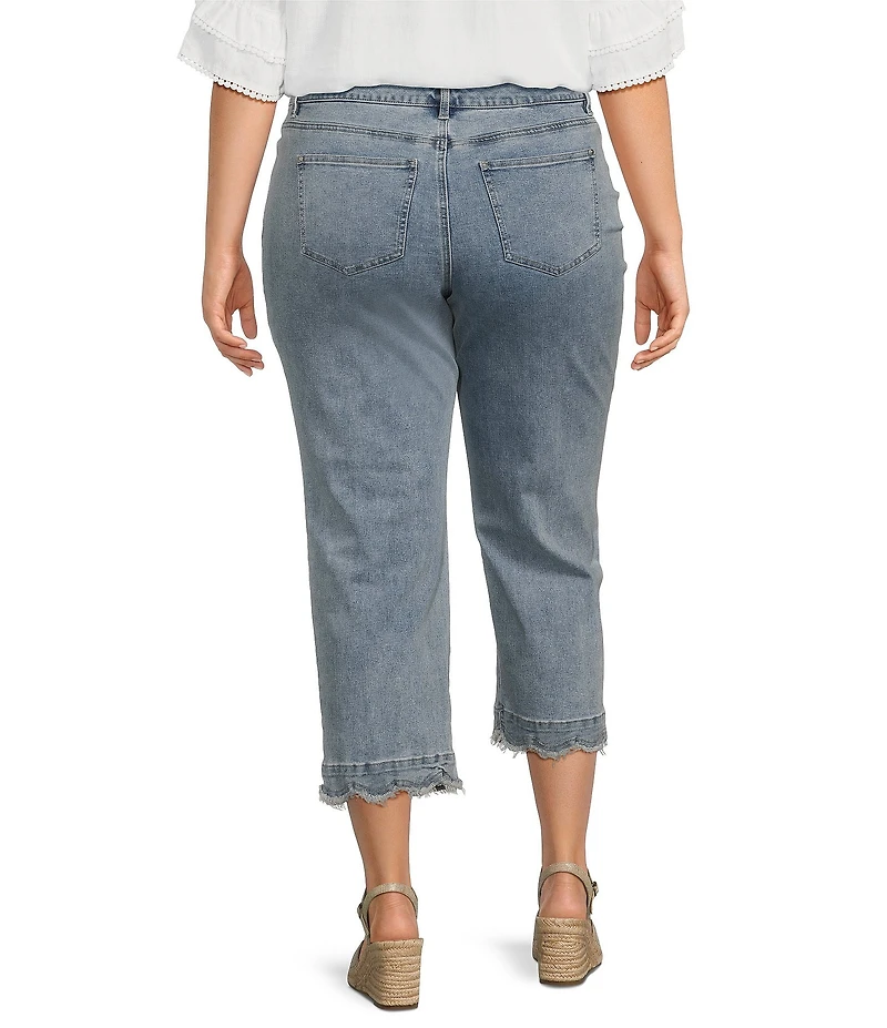 John Mark Plus Size Scalloped Raw Hem 5-Pocket Ankle Jeans