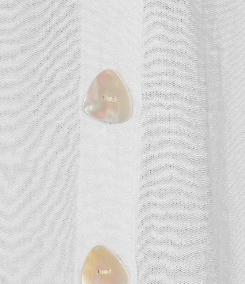 John Mark Plus Size Solid Woven Wire Collared Button Front 3/4 Sleeve Camp Shirt