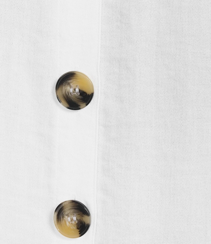 John Mark Plus Size Solid Woven Wire Collared Button Front 3/4 Sleeve Camp Shirt