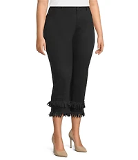 John Mark Plus Size Straight Leg 5-Pocket Fringe Hem Crop Jeans