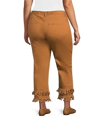 John Mark Plus Size Straight Leg 5-Pocket Fringe Hem Crop Jeans