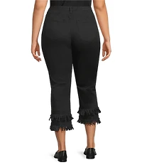 John Mark Plus Size Straight Leg 5-Pocket Fringe Hem Crop Jeans