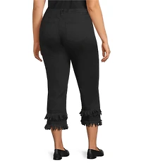 John Mark Plus Size Straight Leg 5-Pocket Fringe Hem Crop Jeans