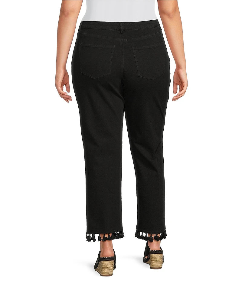 John Mark Plus Size Tassel Trim Hem Ankle Pants
