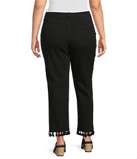 John Mark Plus Size Tassel Trim Hem Ankle Pants