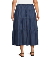 John Mark Plus Size Tiered Denim Skirt
