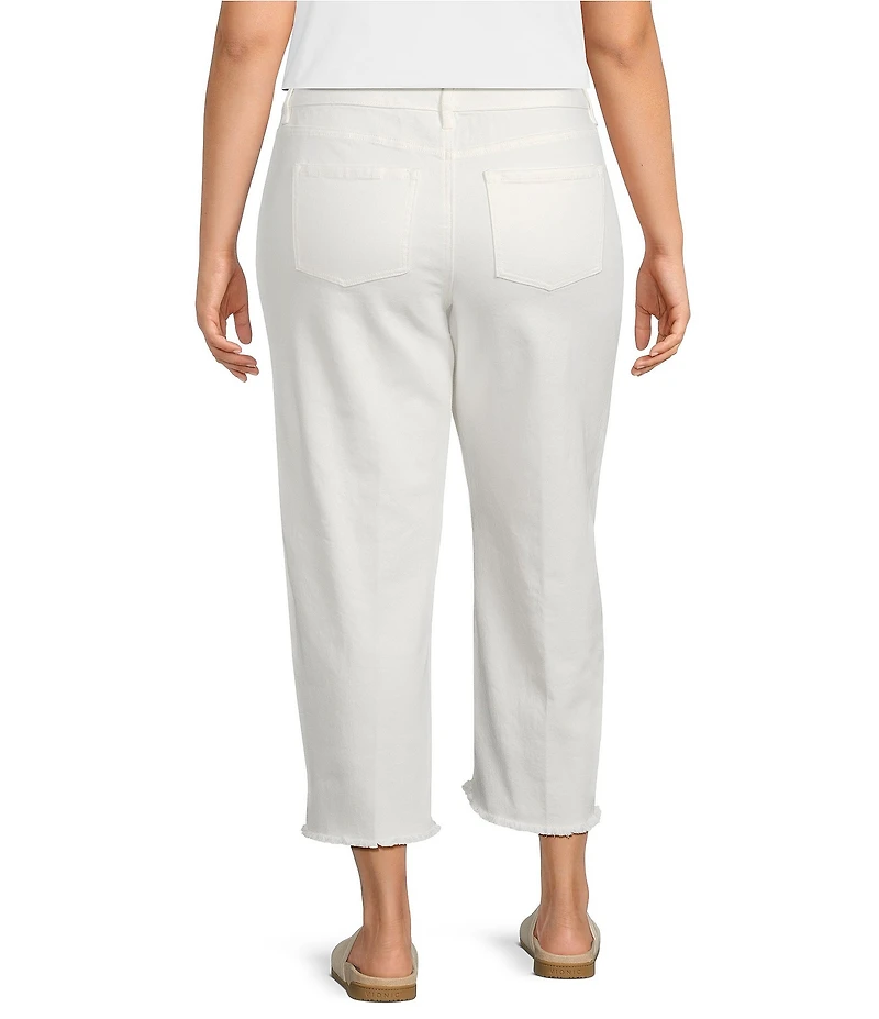 John Mark Plus Size Wide Leg Fringe Hem Jeans