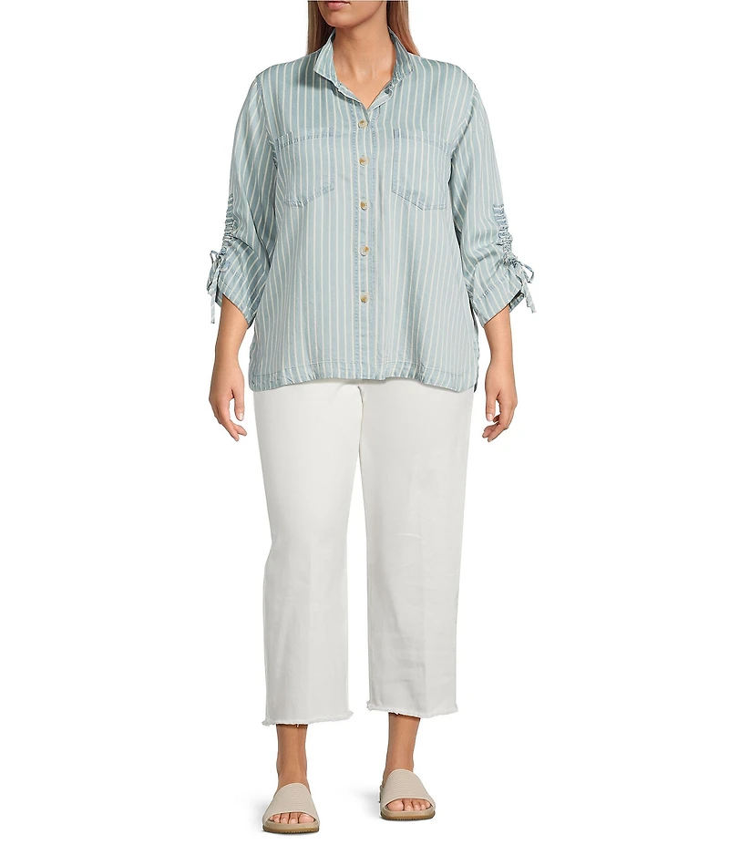 John Mark Plus Size Wide Leg Fringe Hem Jeans