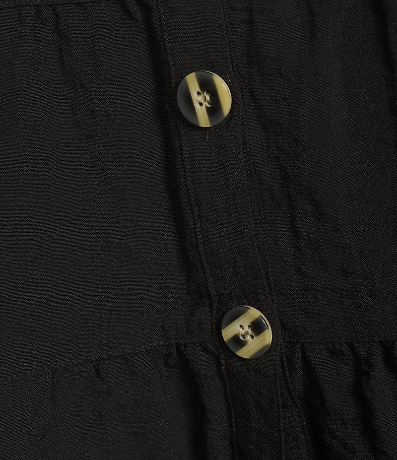 John Mark Plus Size Wire Collar Short Sleeve Tiered Button Front Top