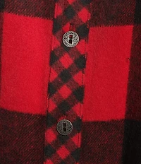 John Mark Plus Size Woven Buffalo Plaid Wire Collar Long Sleeve Hi-Low Hem Button Front Tunic