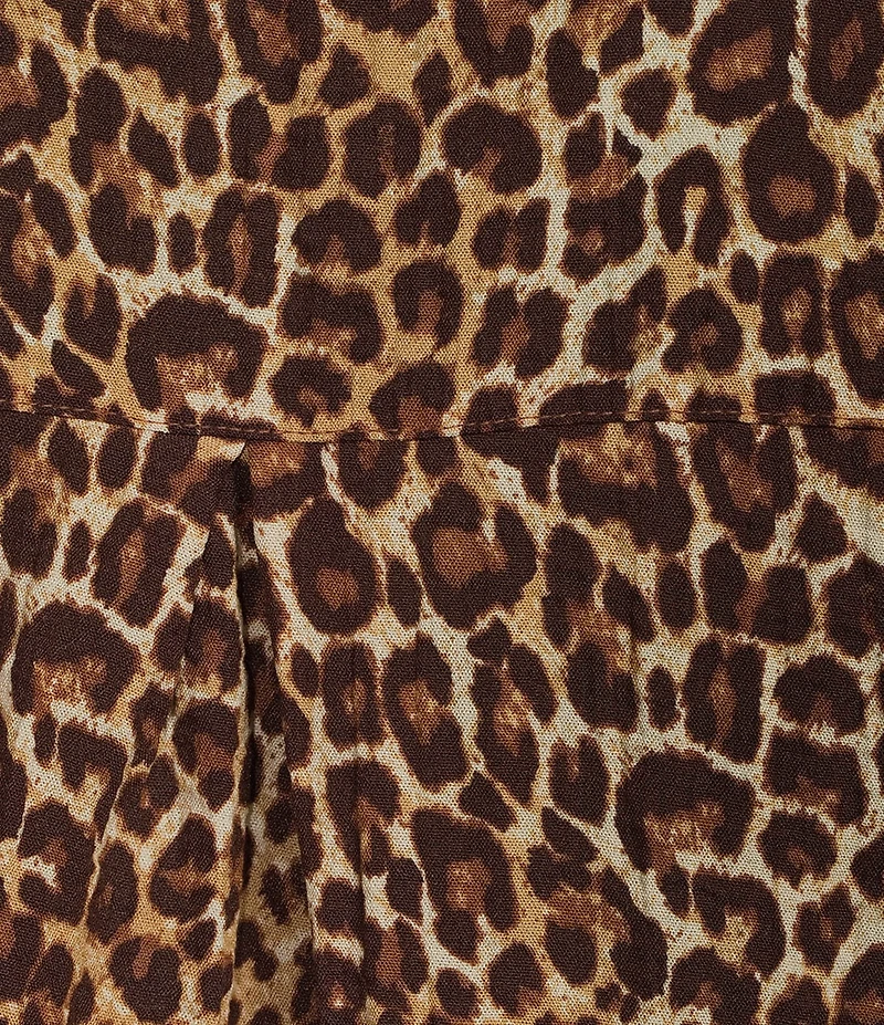 John Mark Plus Size Woven Cheeta Print Wire Collar 3/4 Sleeve Button Front Blouse