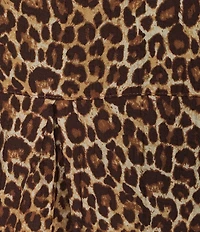 John Mark Plus Size Woven Cheeta Print Wire Collar 3/4 Sleeve Button Front Blouse