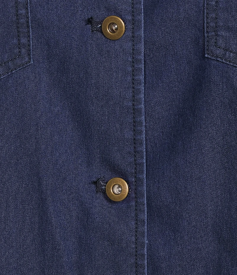 John Mark Plus Size Woven Point Collar 3/4 Tucked Sleeve Button-Front Blouse