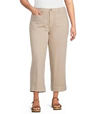 John Mark Plus Size Woven Wide-Leg Patch Pocket Jean