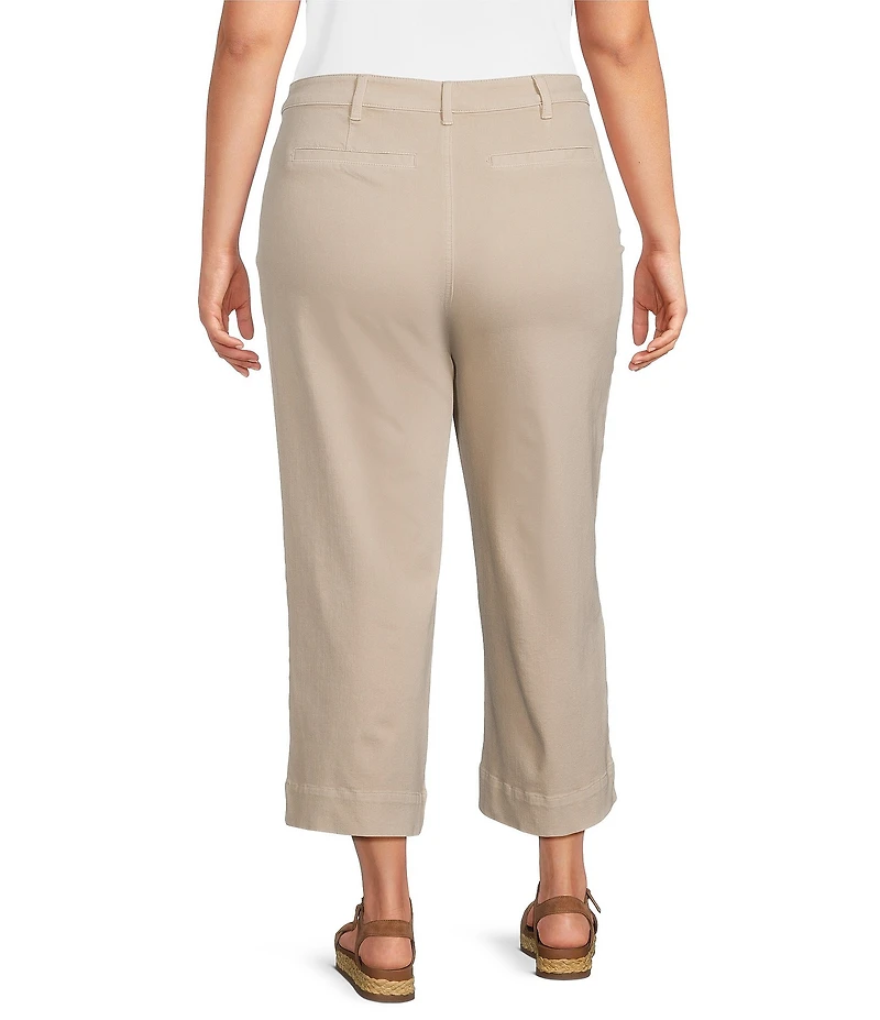 John Mark Plus Size Woven Wide-Leg Patch Pocket Jean