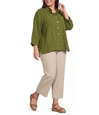 John Mark Plus Size Woven Wide-Leg Patch Pocket Jean