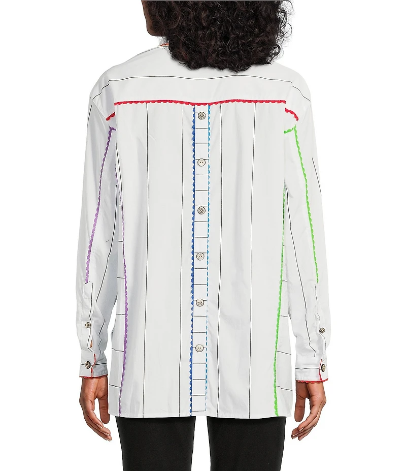 John Mark Point Collar Long Sleeve Stripe Button Front Shirt