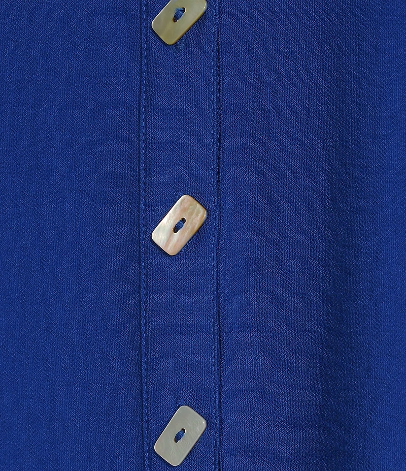 John Mark Point Collar Short Sleeve Button Front Top