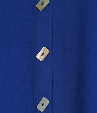 John Mark Point Collar Short Sleeve Button Front Top