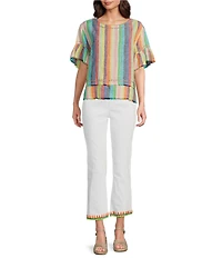 John Mark Pull On Crochet Hem Flare Leg Pants